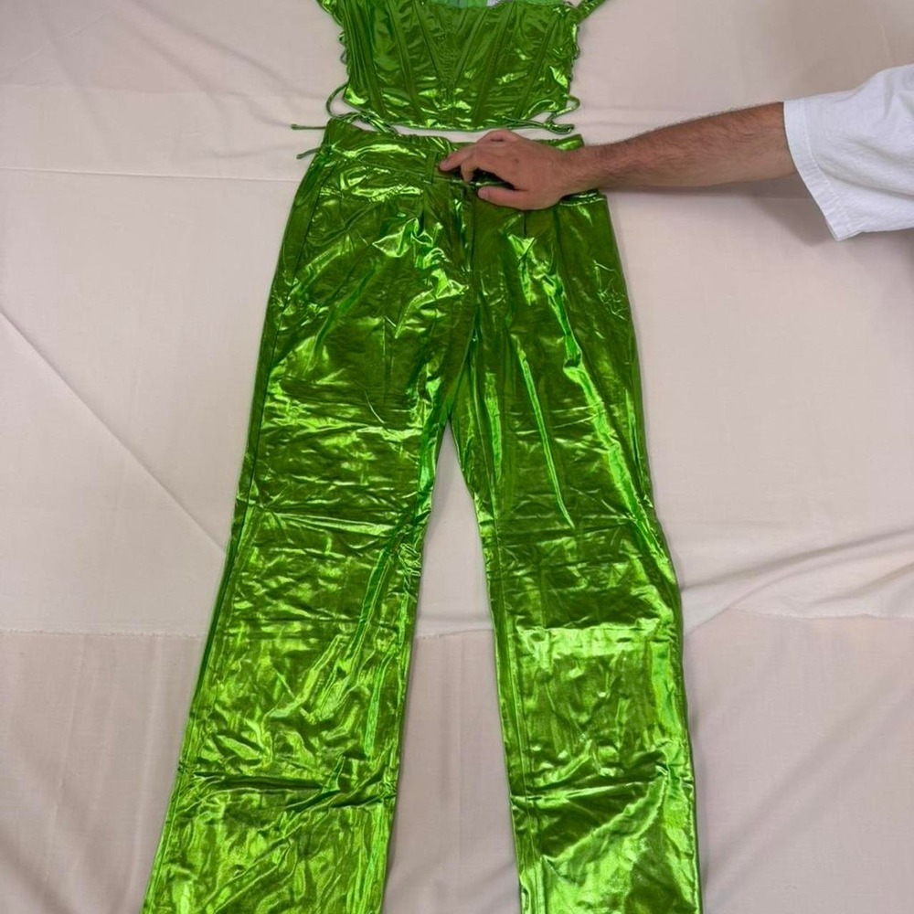 Most Loved metallic green matching set